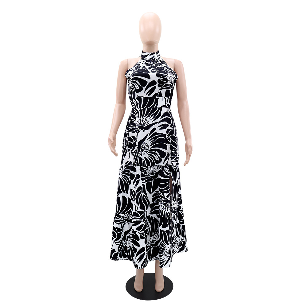 Temperament jumpsuit high split long dress for women