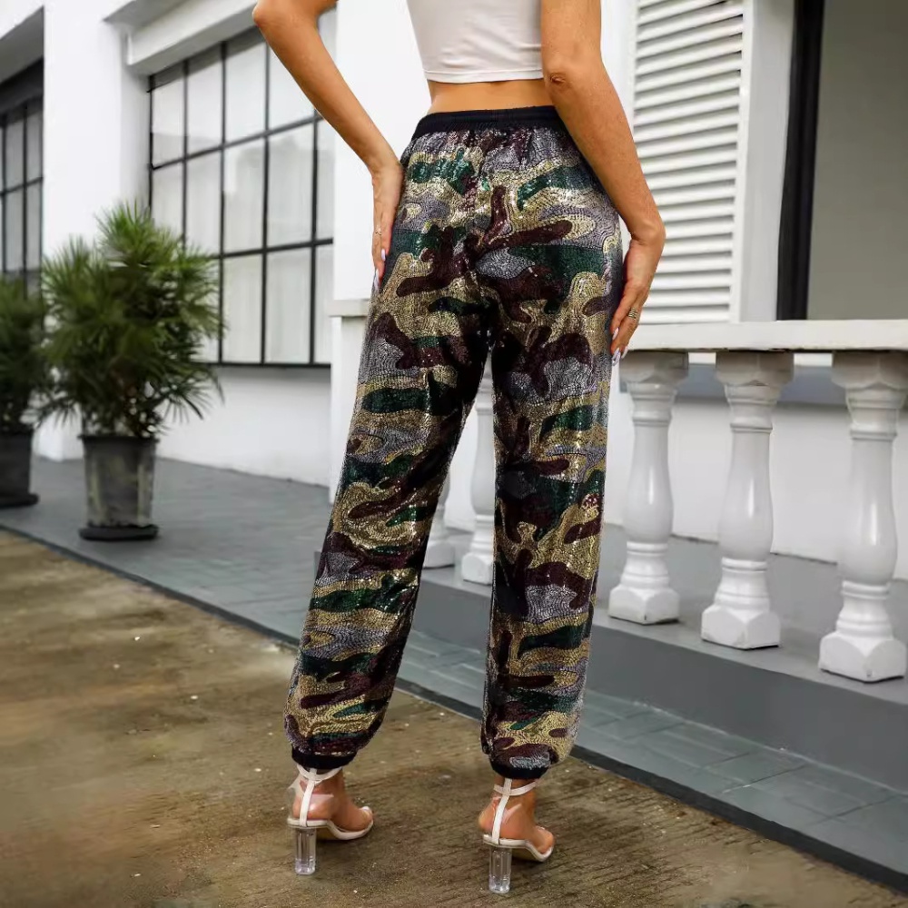 Casual loose pants sequins straight long pants