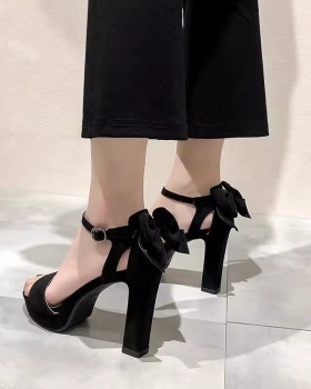 High-heeled all-match platform bow high-heeled shoes