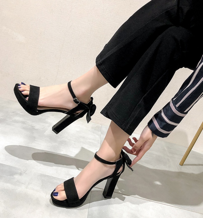 High-heeled all-match platform bow high-heeled shoes