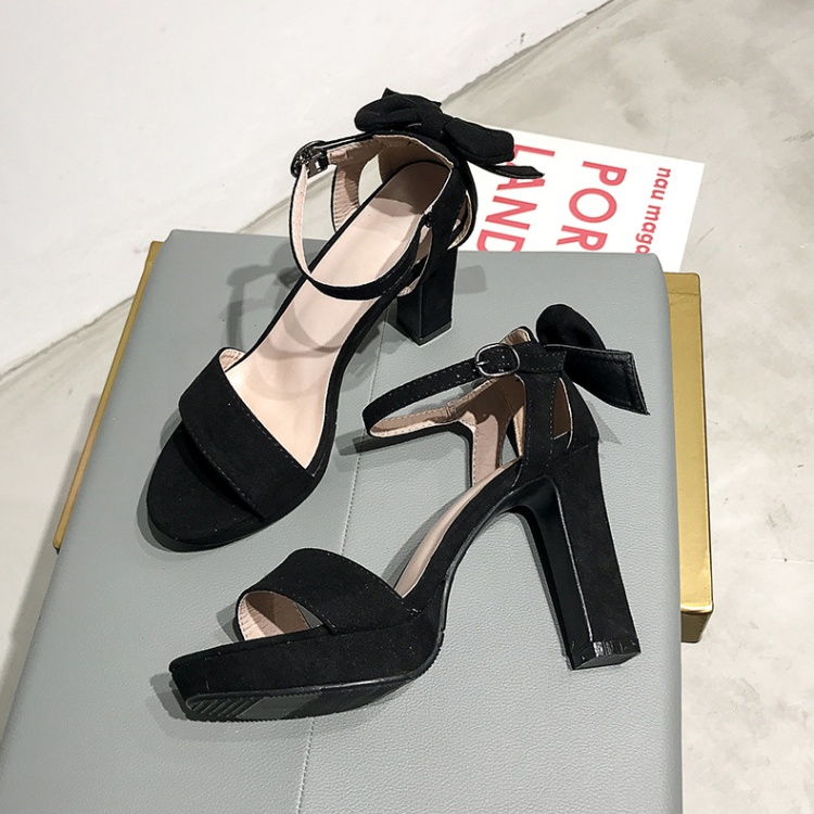 High-heeled all-match platform bow high-heeled shoes