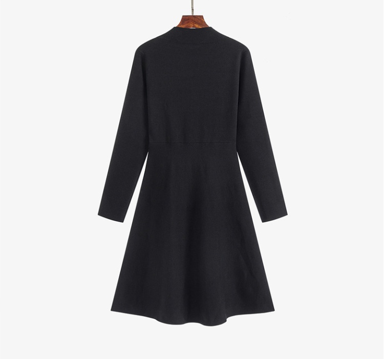 Knitted black dress A-line sweater dress for women