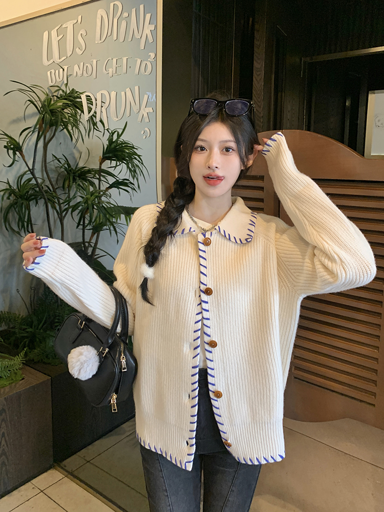 Slim large yard sweater knitted cardigan for women