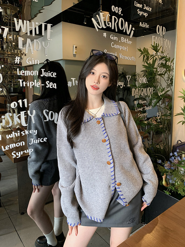 Slim large yard sweater knitted cardigan for women