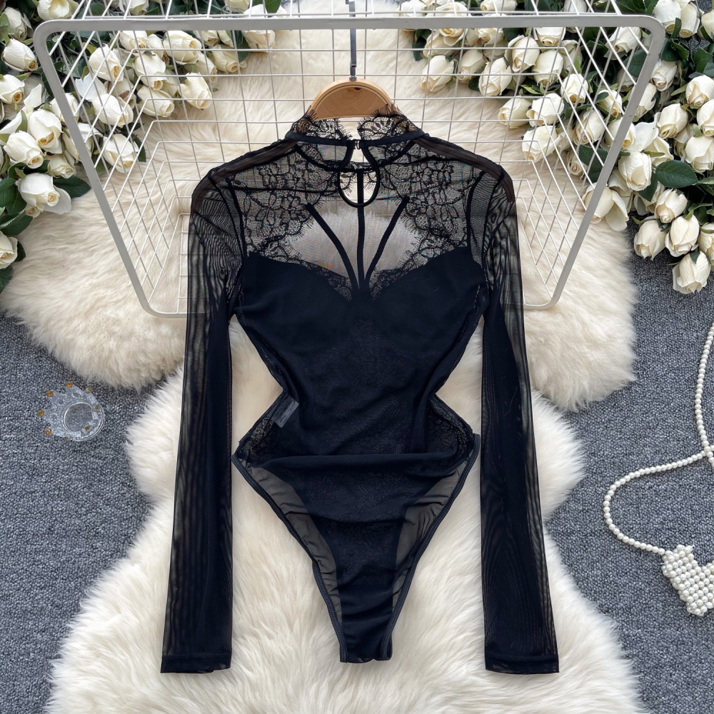 Lace hollow jumpsuit enticement sexy tops for women