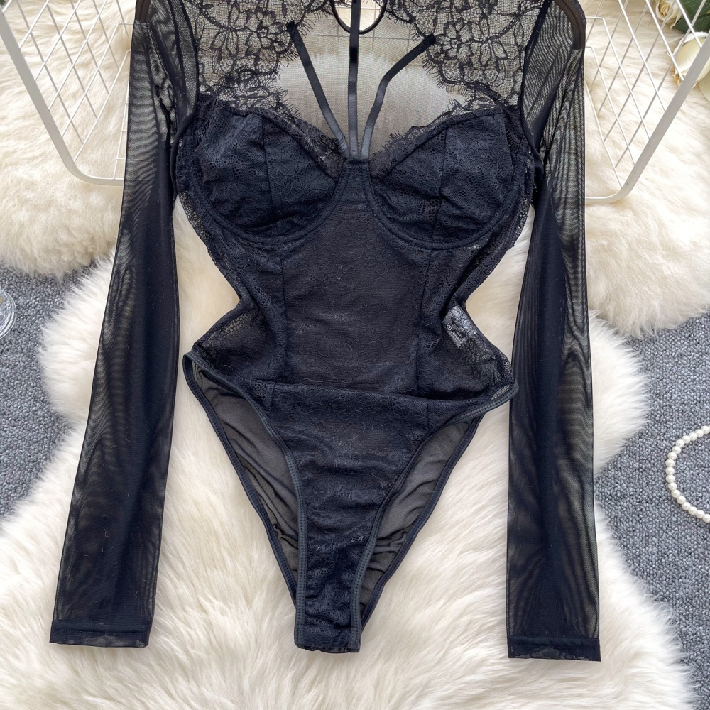 Lace hollow jumpsuit enticement sexy tops for women