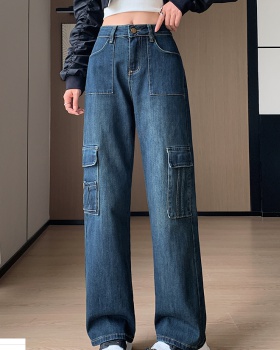 Autumn straight pants wide leg pants high waist jeans