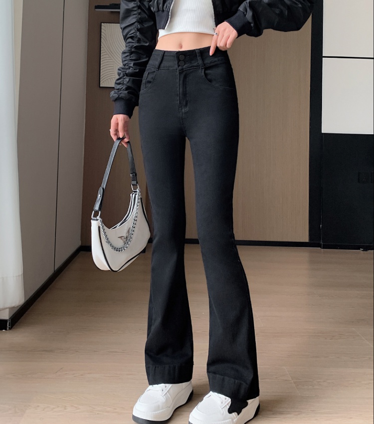 Elasticity autumn jeans small fellow flare pants