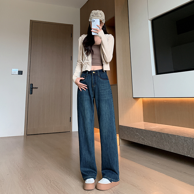 High waist drape loose jeans wide leg spring and autumn pants