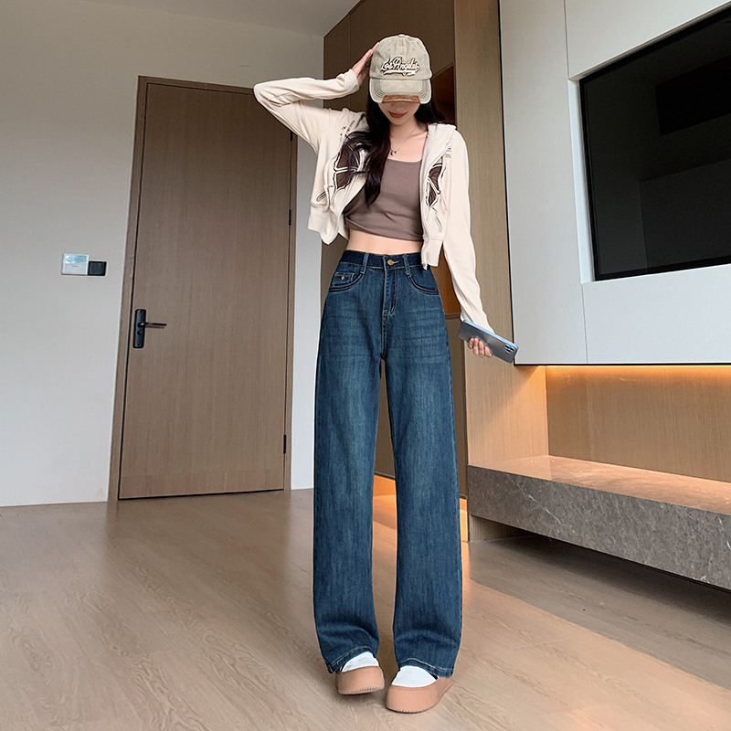 High waist drape loose jeans wide leg spring and autumn pants