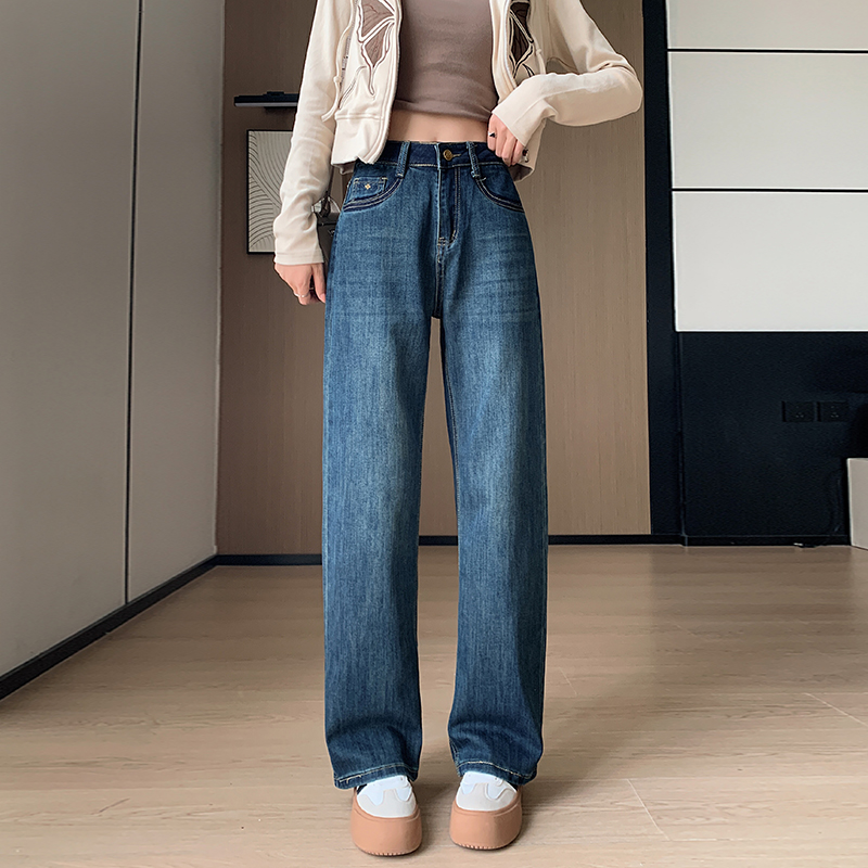 High waist drape loose jeans wide leg spring and autumn pants