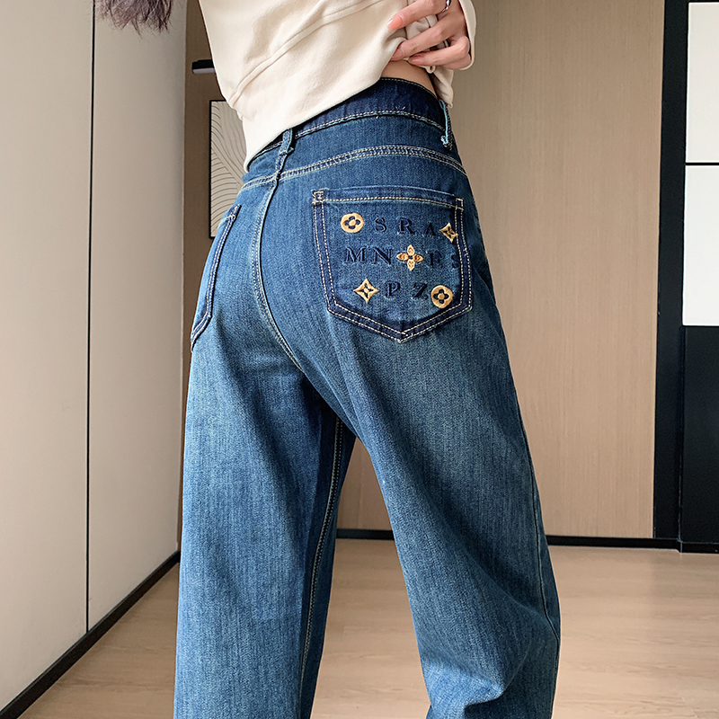 High waist drape loose jeans wide leg spring and autumn pants