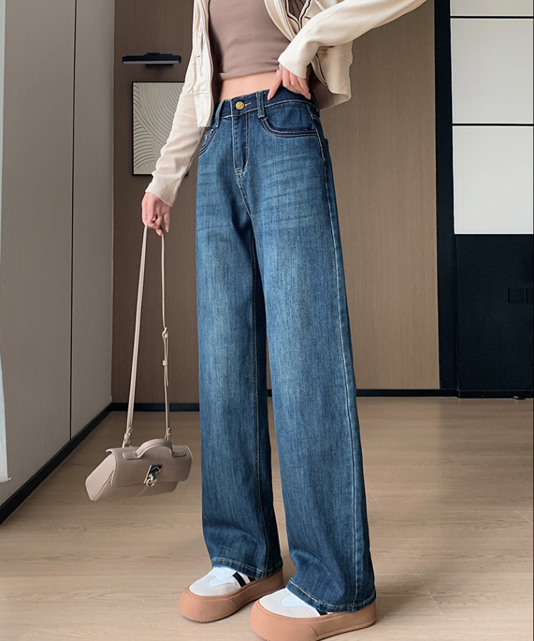 High waist drape loose jeans wide leg spring and autumn pants