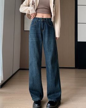 Spring and autumn wide leg straight pants jeans for women