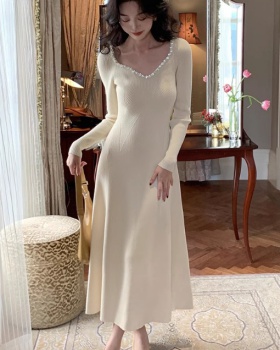 Autumn and winter dress rhinestone long dress for women