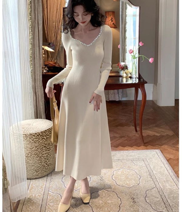 Autumn and winter dress rhinestone long dress for women