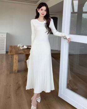 Ladies long sleeve France style knitted dress