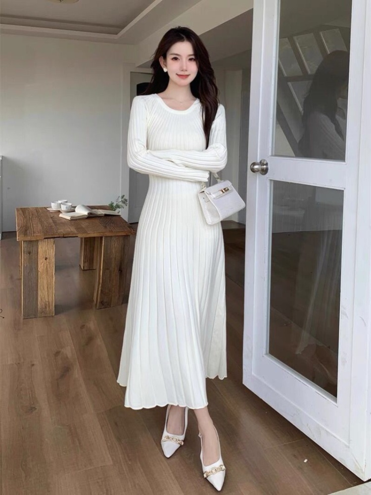 Ladies long sleeve France style knitted dress