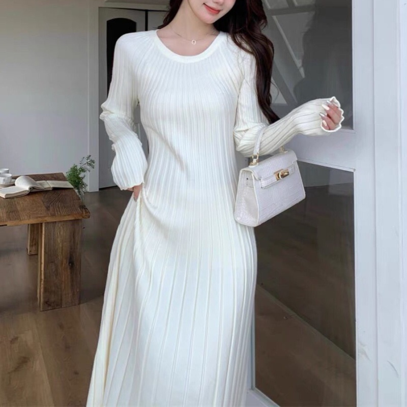 Ladies long sleeve France style knitted dress