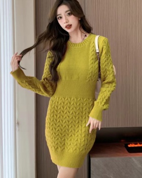 Long sleeve European style doll shirt knitted dress