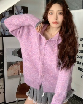 Hooded sweater knitted tops