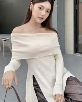 Long sleeve niche tops strapless autumn sweater