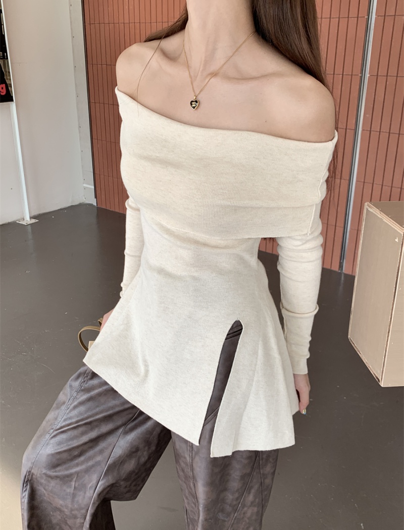 Long sleeve niche tops strapless autumn sweater