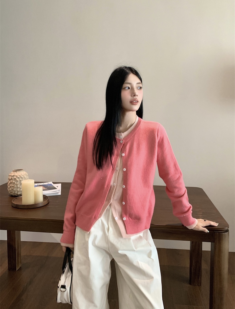 Pink show young coat college style cardigan