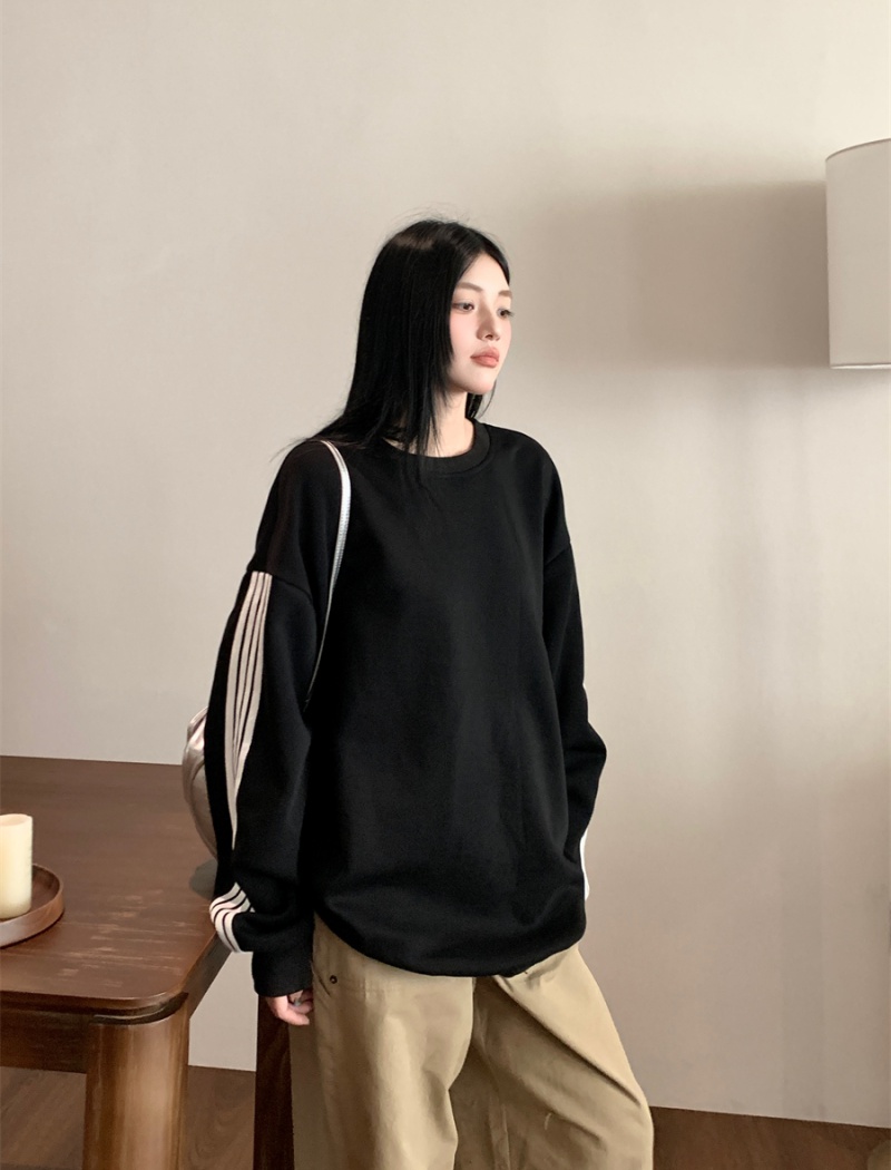 Black loose all-match hoodie slim pullover Casual tops