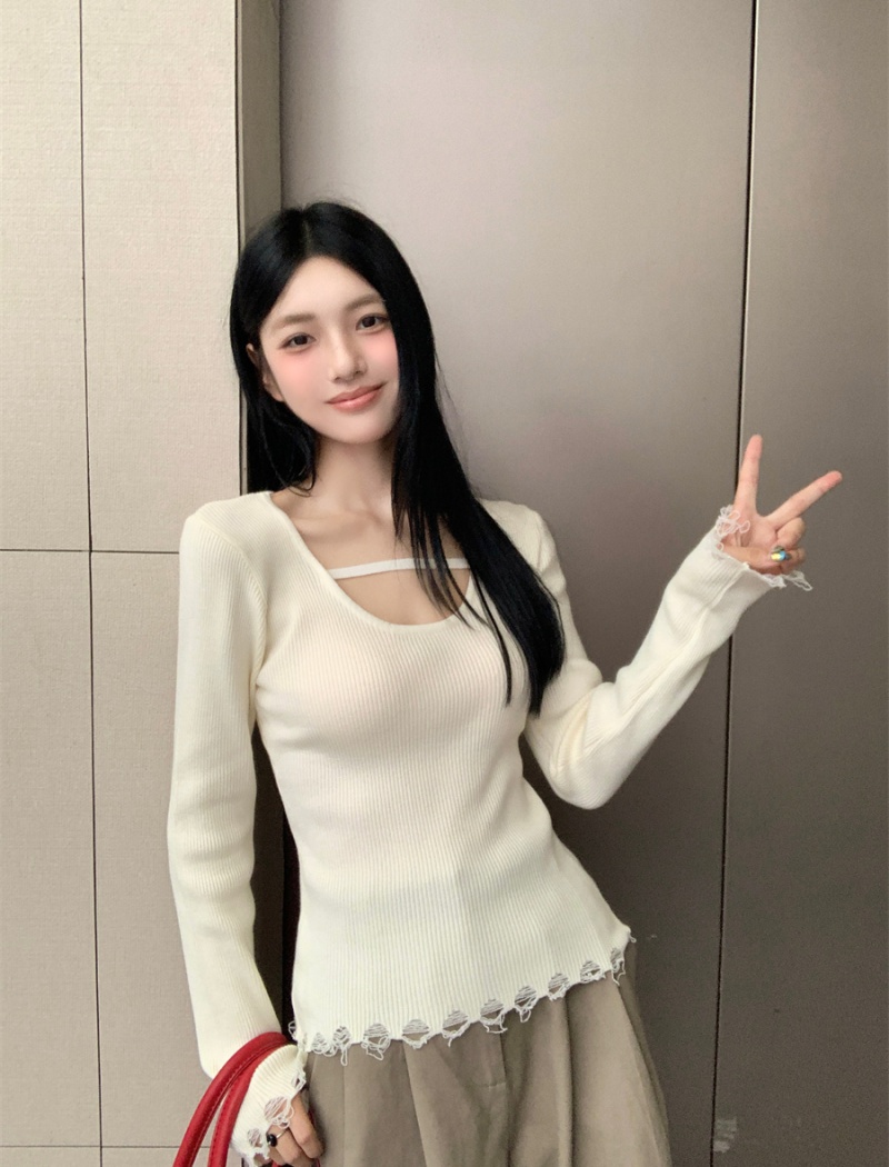 Burr pullover sweater Korean style tops for women