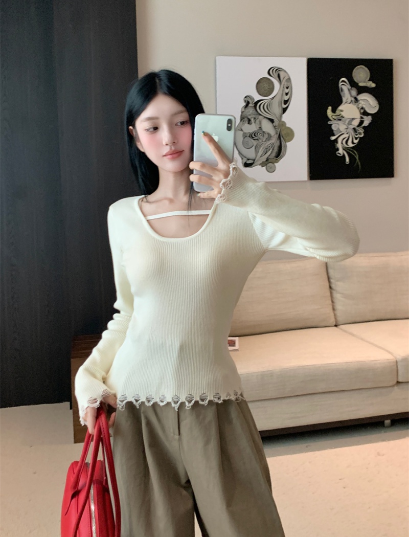 Burr pullover sweater Korean style tops for women