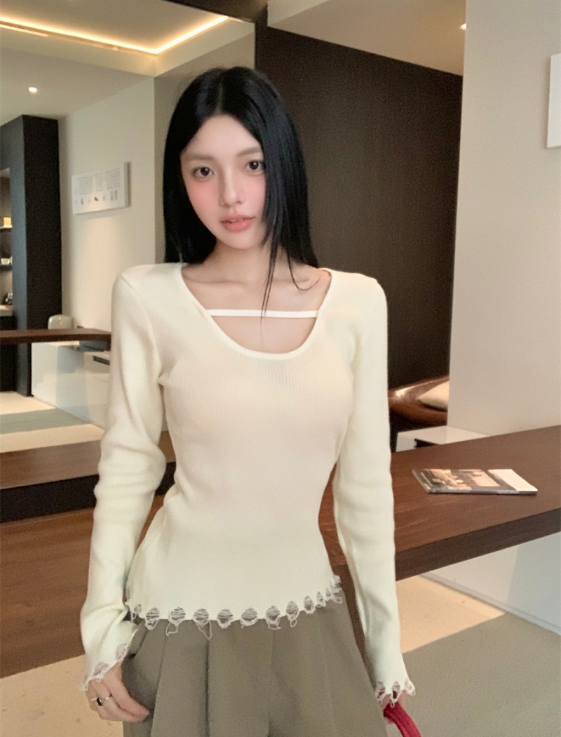 Burr pullover sweater Korean style tops for women