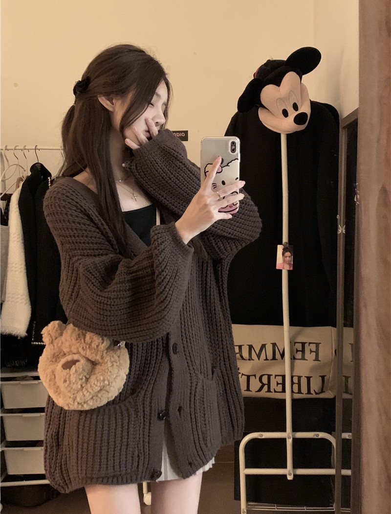 Japanese style splice autumn and winter lazy sweater