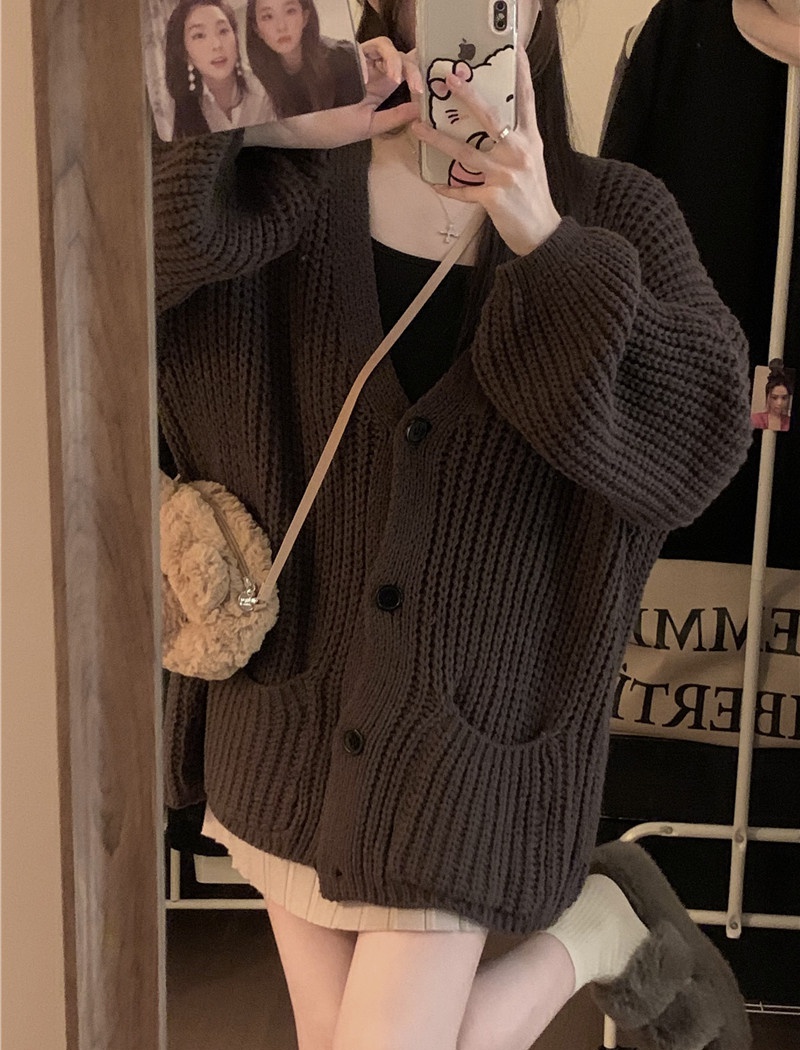 Japanese style splice autumn and winter lazy sweater