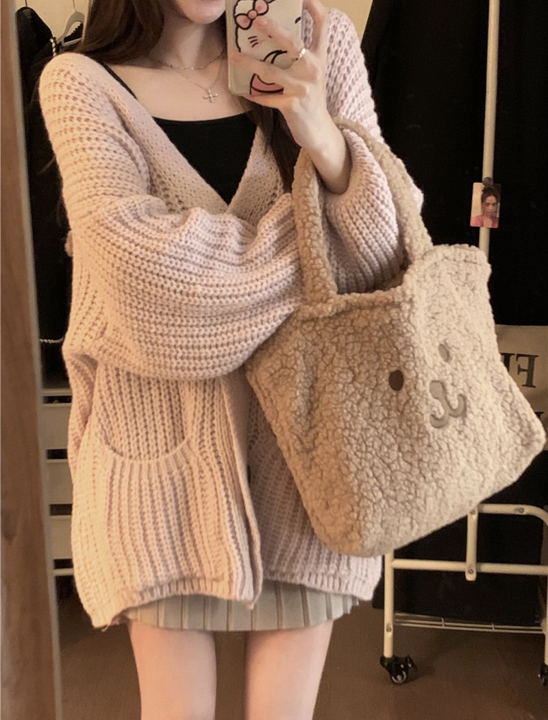 Japanese style splice autumn and winter lazy sweater