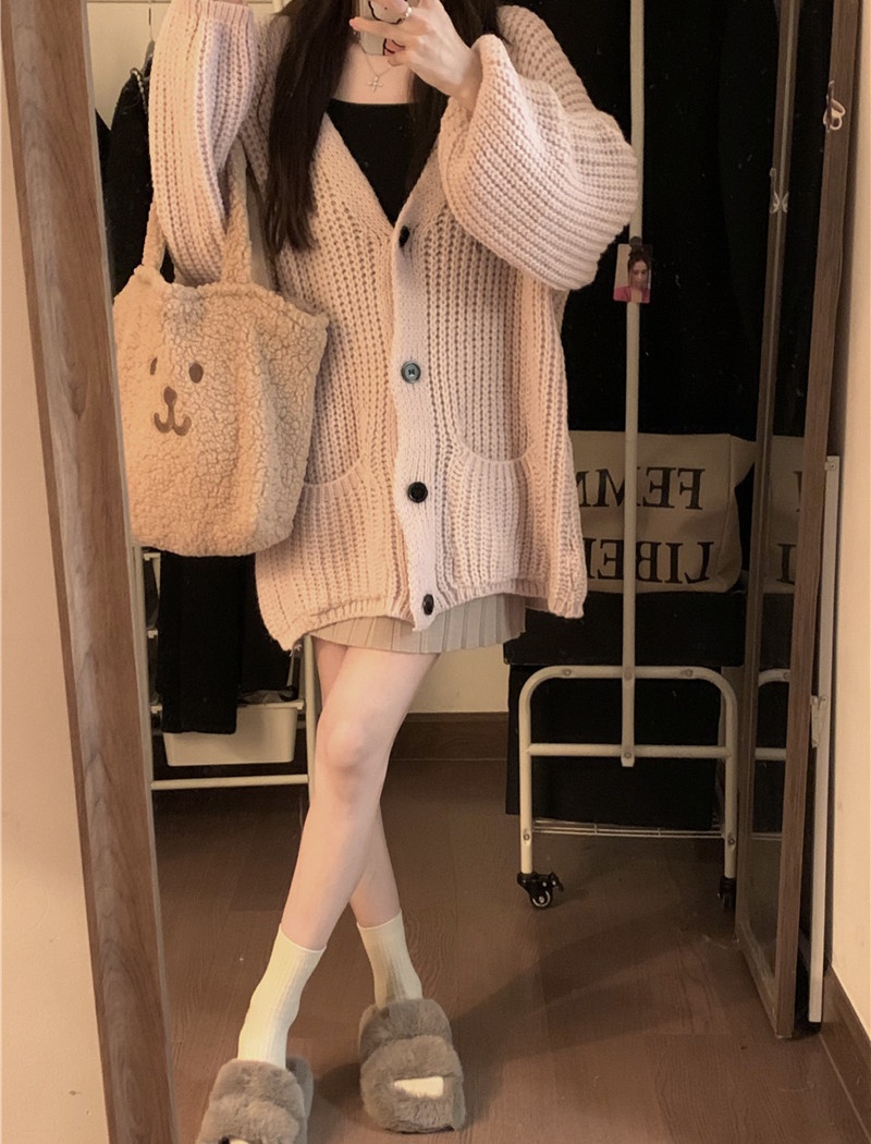 Japanese style splice autumn and winter lazy sweater