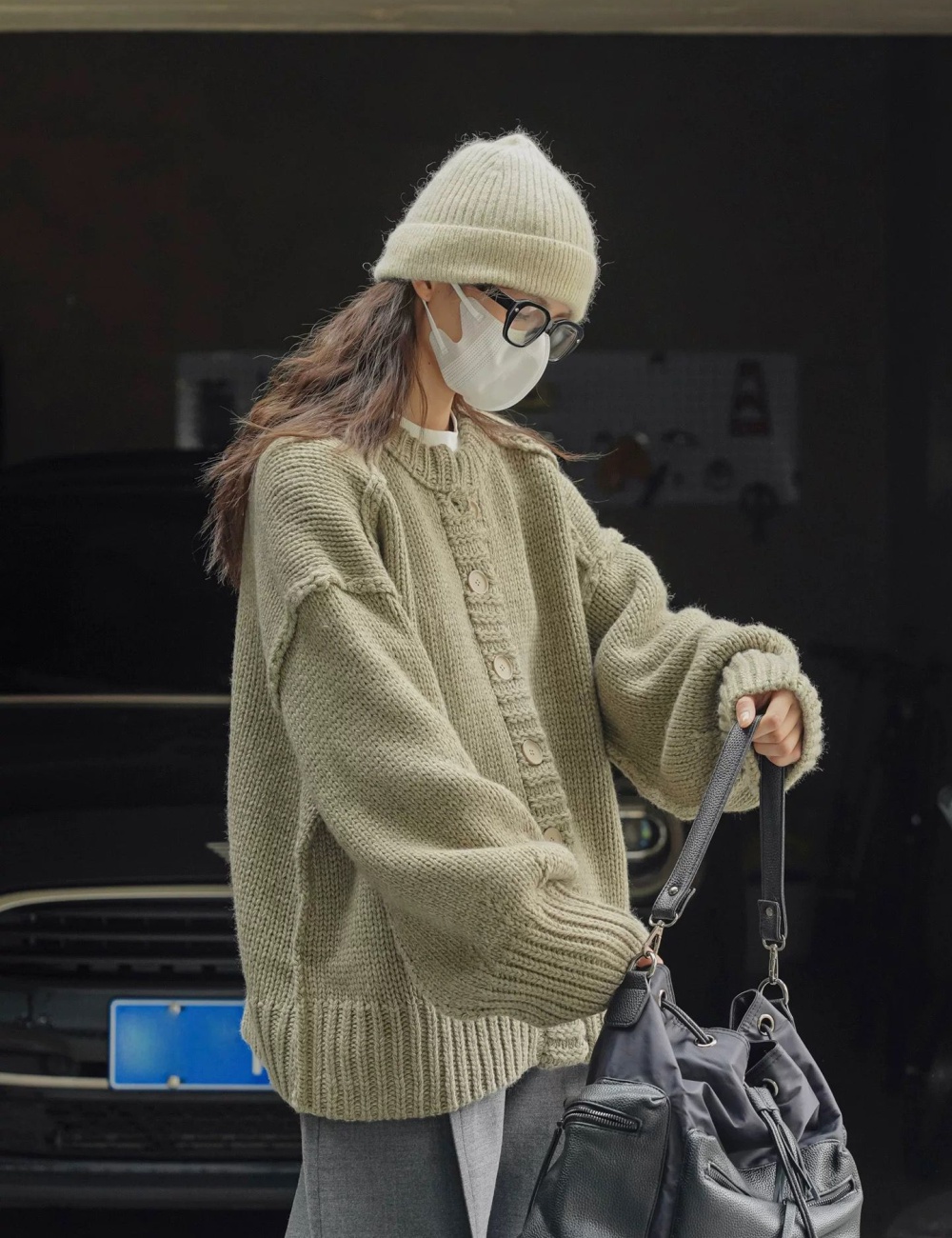 Lazy niche sweater long Korean style coat for women