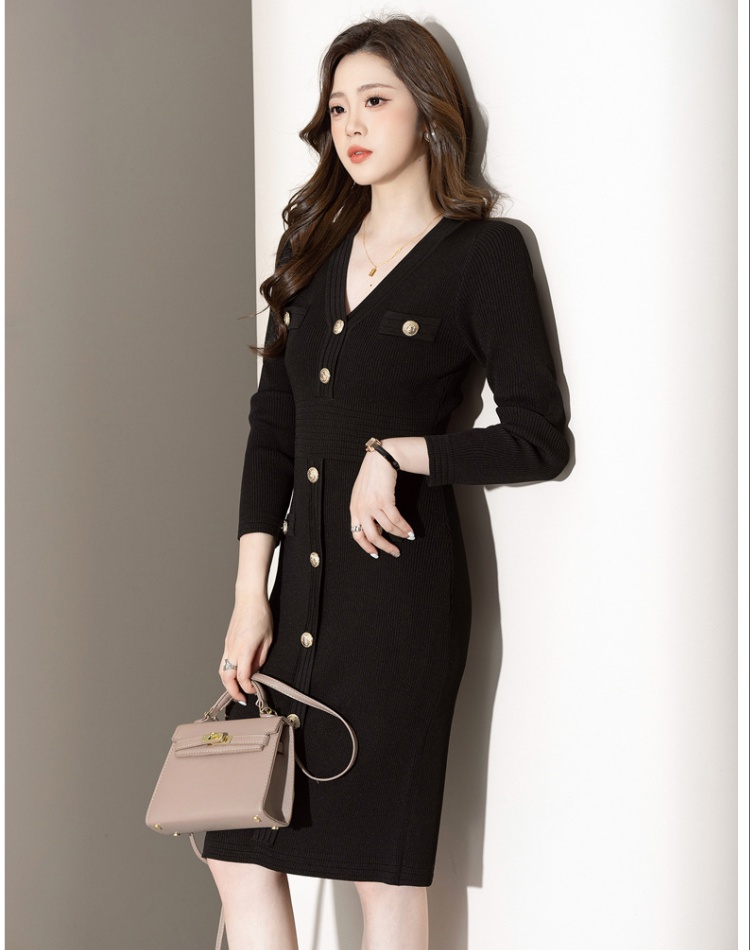 Ice silk Hepburn style long dress exceed knee dress for women