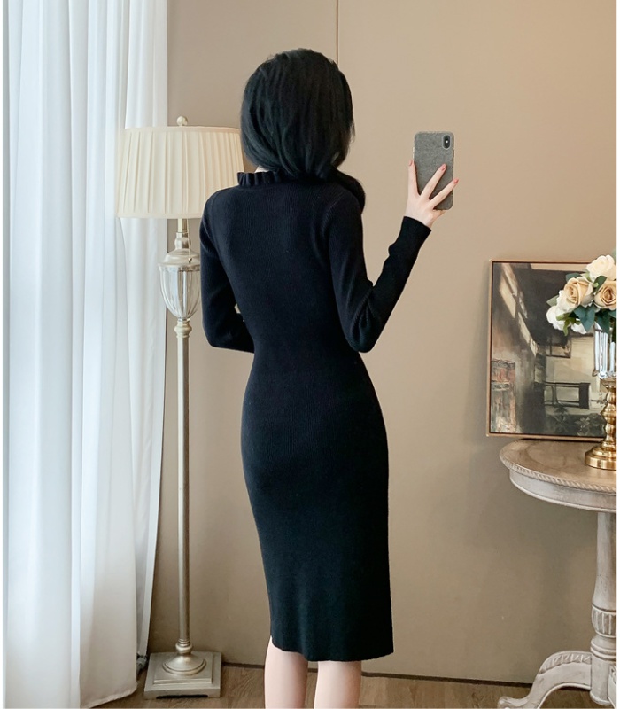 Black elegant temperament France style dress for women