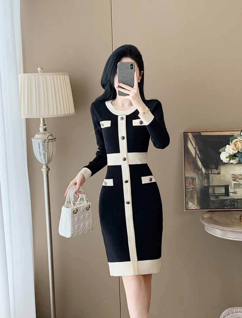 Temperament sweater dress package hip dress for women