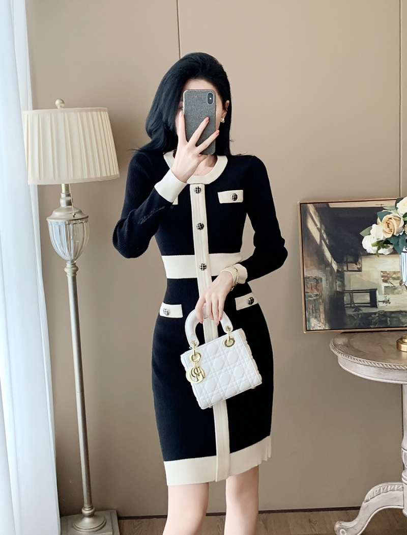 Temperament sweater dress package hip dress for women