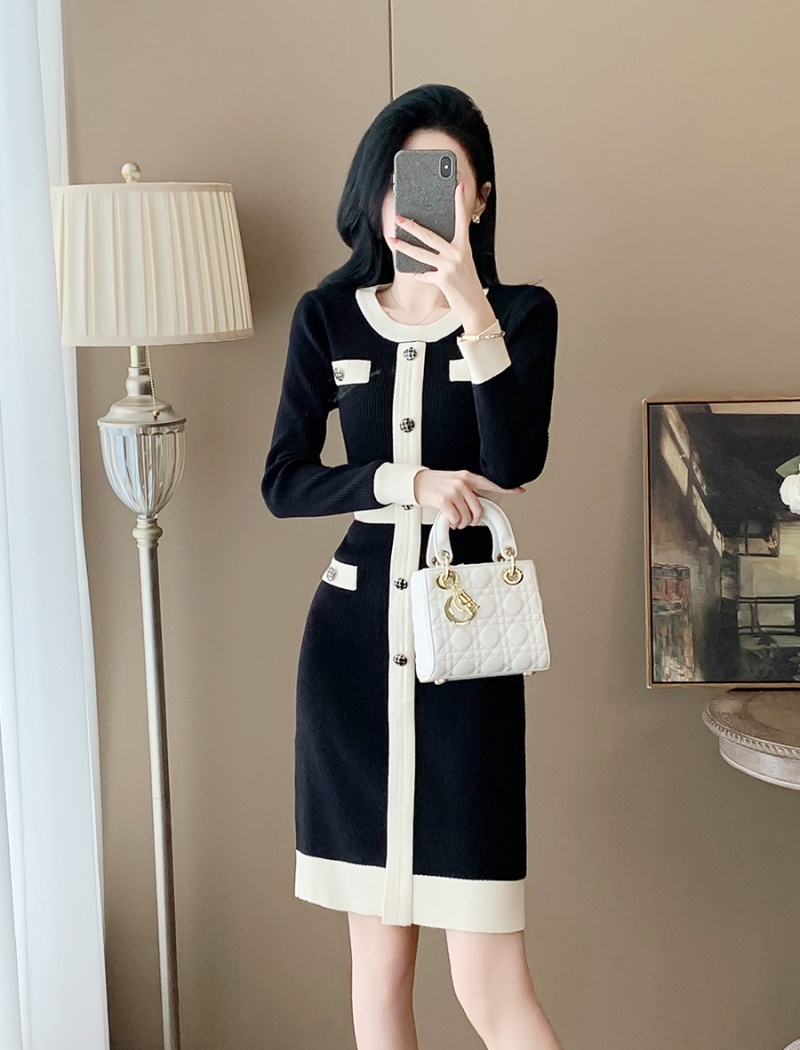 Temperament sweater dress package hip dress for women