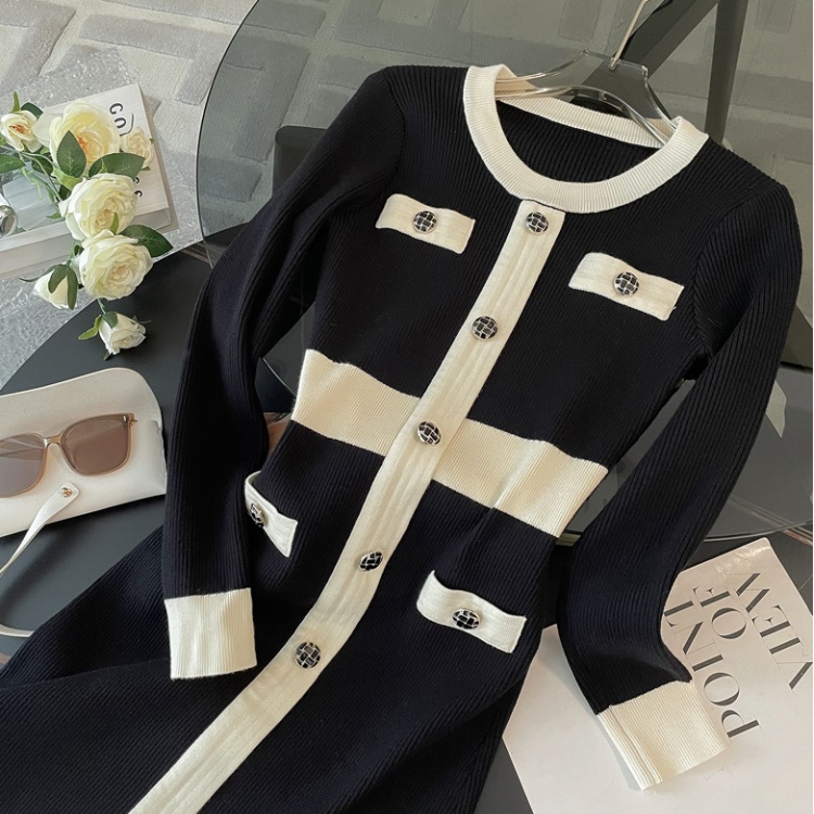 Temperament sweater dress package hip dress for women