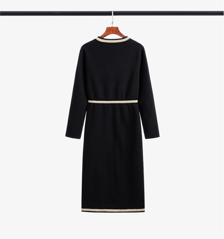 Chanelstyle knitted sweater long sleeve dress for women