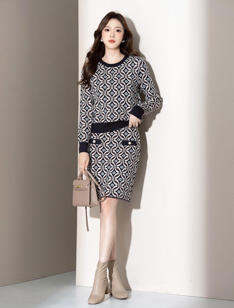 Slim autumn and winter fashion skirt 2pcs set for women