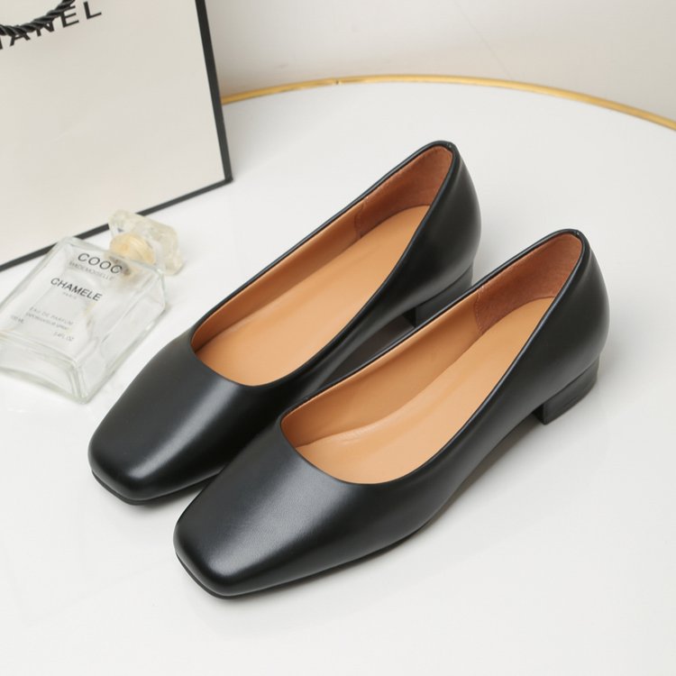 Four seasons thick low cozy autumn square head shoes