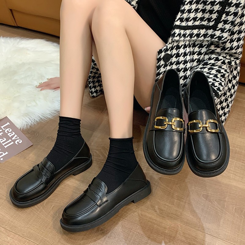 Student chain lazy shoes autumn and winter flat shoes