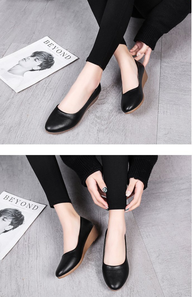 Middle-heel slipsole cozy shoes pointed autumn peas shoes