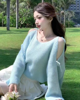 Strapless mohair sweater knitted long sleeve tops