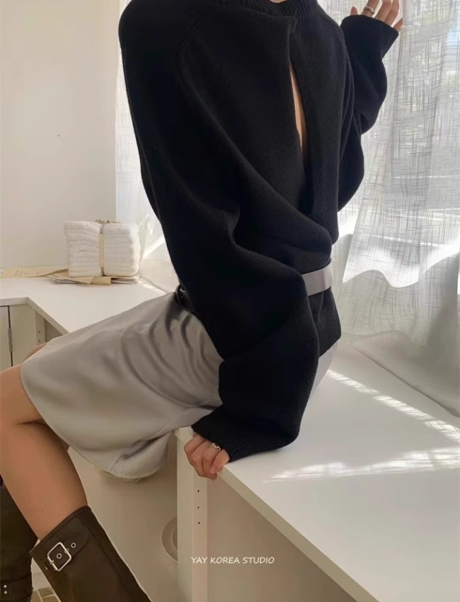 Korean style loose round neck shirts halter simple sweater